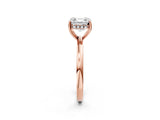 Rose gold Asscher Cut Solitaire Diamond Ring with Prong Setting and Plain Band_5