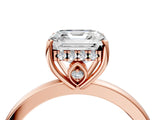 Rose gold Asscher Cut Solitaire Diamond Ring with Prong Setting and Plain Band_7