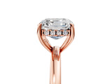 Rose gold Asscher Cut Solitaire Diamond Ring with Prong Setting and Plain Band_8