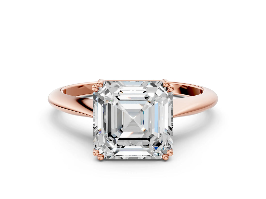 Rose gold Asscher Cut Solitaire Diamond Ring with Six-Prong Setting and Classic Band_12