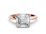 Rose gold Asscher Cut Solitaire Diamond Ring with Six-Prong Setting and Classic Band_12