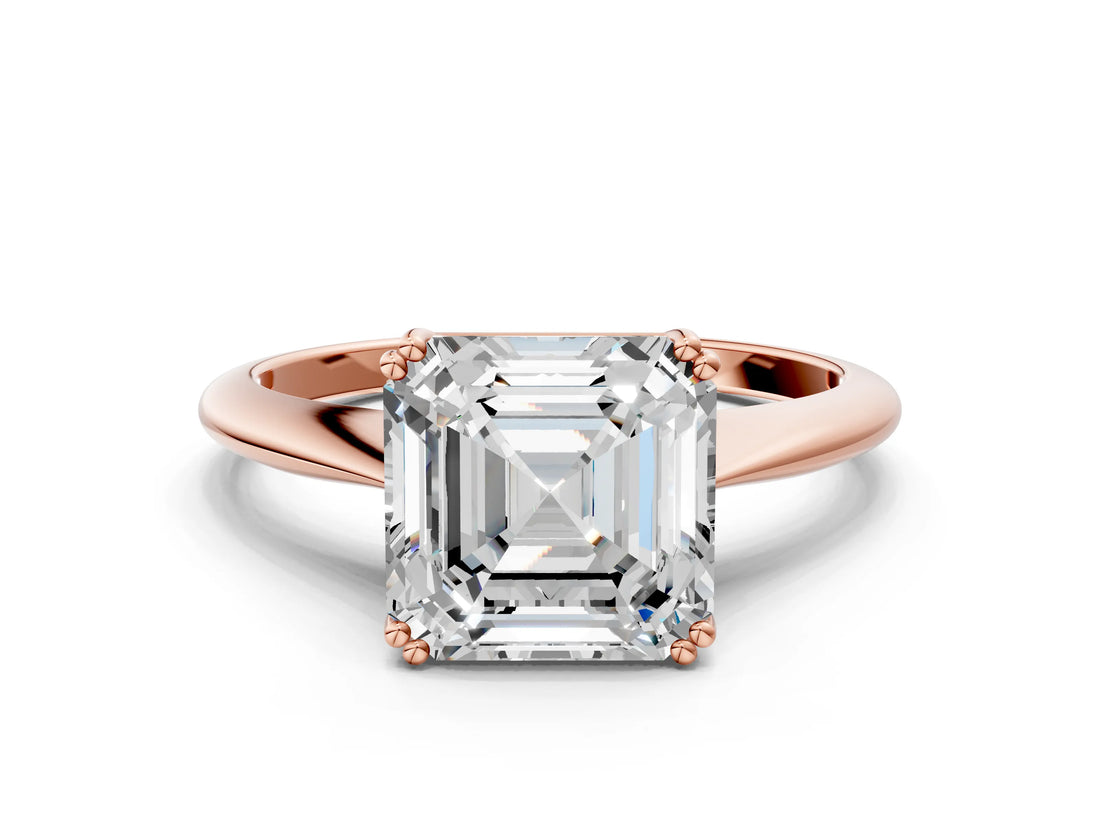 Rose gold Asscher Cut Solitaire Diamond Ring with Six-Prong Setting and Classic Band_3