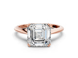 Rose gold Asscher Cut Solitaire Diamond Ring with Six-Prong Setting and Classic Band_3