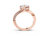 Rose gold Asscher Cut Solitaire Diamond Twist Band with Pavé Setting and Four-Prong Setting_6