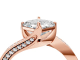 Rose gold Asscher Cut Solitaire Diamond Twist Band with Pavé Setting and Four-Prong Setting_7