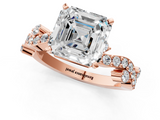Rose gold Asscher Cut Solitaire Diamond Twisted Band with Pave Setting_26