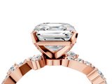 Rose gold Asscher Cut Solitaire Diamond Twisted Band with Pave Setting_29