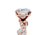 Rose gold Asscher Cut Solitaire Diamond Twisted Band with Pave Setting_30