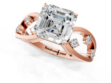 Rose gold Asscher Cut Solitaire Diamond with Side Stones on Criss-Cross Band and Four-Prong Setting_26