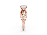 Rose gold Asscher Cut Solitaire Diamond with Side Stones on Criss-Cross Band and Four-Prong Setting_27