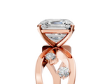 Rose gold Asscher Cut Solitaire Diamond with Side Stones on Criss-Cross Band and Four-Prong Setting_30