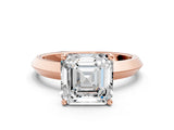 Rose gold Asscher Cut Solitaire Engagement Ring with Flat Band and Four-Prong Setting 1