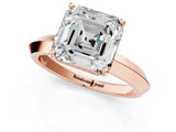 Rose gold Asscher Cut Solitaire Engagement Ring with Flat Band and Four-Prong Setting 2