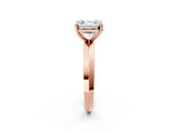 Rose gold Asscher Cut Solitaire Engagement Ring with Flat Band and Four-Prong Setting 3