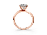 Rose gold Asscher Cut Solitaire Engagement Ring with Flat Band and Four-Prong Setting 4