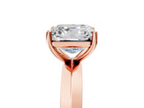 Rose gold Asscher Cut Solitaire Engagement Ring with Flat Band and Four-Prong Setting