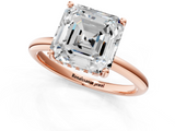 Rose gold Asscher Cut Solitaire Engagement Ring with Four-Prong Setting and Classic Band_24