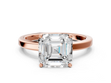 Rose gold Asscher Cut Solitaire Engagement Ring with Four-Prong Setting on a Classic Band_6
