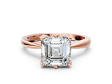 Rose gold Asscher Cut Solitaire Engagement Ring with Six-Prong Setting and Tapered Band_3