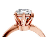 Rose gold Asscher Cut Solitaire Engagement Ring with Six-Prong Setting and Tapered Band_7