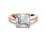 Rose gold Asscher Cut Solitaire Engagement Ring with Tapered Band and Four-Prong Setting 1
