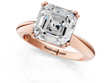 Rose gold Asscher Cut Solitaire Engagement Ring with Tapered Band and Four-Prong Setting 2