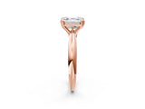 Rose gold Asscher Cut Solitaire Engagement Ring with Tapered Band and Four-Prong Setting 3