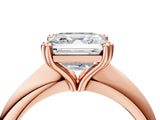 Rose gold Asscher Cut Solitaire Engagement Ring with Tapered Band and Four-Prong Setting 5