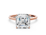 Rose gold Asscher Cut Solitaire Engagement Ring with Thin Band and Four-Prong Setting_3