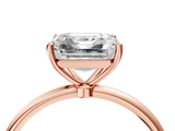 Rose gold Asscher Cut Solitaire Engagement Ring with Thin Band and Four-Prong Setting_7