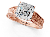 Rose gold Asscher Cut Solitaire Engraved Band with Four-Prong Setting_7