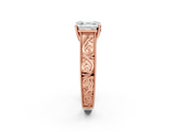 Rose gold Asscher Cut Solitaire Engraved Band with Four-Prong Setting_8