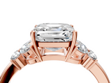 Rose gold Asscher Cut Solitaire Floral Diamond Ring with Four-Prong Setting_10
