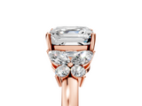 Rose gold Asscher Cut Solitaire Floral Diamond Ring with Four-Prong Setting_11