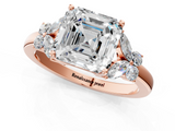 Rose gold Asscher Cut Solitaire Floral Diamond Ring with Four-Prong Setting_7