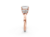 Rose gold Asscher Cut Solitaire Floral Diamond Ring with Four-Prong Setting_8