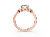 Rose gold Asscher Cut Solitaire Floral Diamond Ring with Four-Prong Setting_9