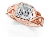Rose gold Asscher Cut Solitaire Intertwined Band Prong Setting Ring_15