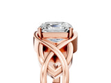 Rose gold Asscher Cut Solitaire Intertwined Band Prong Setting Ring_19