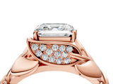 Rose gold Asscher Cut Solitaire Leaf-Inspired Engagement Ring with Prong Setting_24