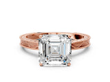 Rose gold Asscher Cut Solitaire Milgrain Engraved Band with Four-Prong Setting_4