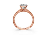 Rose gold Asscher Cut Solitaire Milgrain Engraved Band with Four-Prong Setting_7