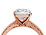 Rose gold Asscher Cut Solitaire Milgrain Engraved Band with Four-Prong Setting_8