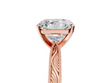 Rose gold Asscher Cut Solitaire Milgrain Engraved Band with Four-Prong Setting_9