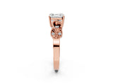 Rose gold Asscher Cut Solitaire Milgrain Leaf Band with Prong Setting_17