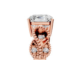 Rose gold Asscher Cut Solitaire Milgrain Leaf Band with Prong Setting_20
