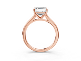 Rose gold Asscher Cut Solitaire Ring with Cathedral Band and Four-Prong Setting_9