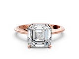 Rose gold Asscher Cut Solitaire Ring with Four-Prong Setting on a Classic Band_6