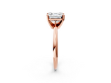 Rose gold Asscher Cut Solitaire Ring with Four-Prong Setting on a Classic Band_8