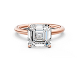 Rose gold Asscher Cut Solitaire Ring with Thin Band and Four-Prong Setting_23